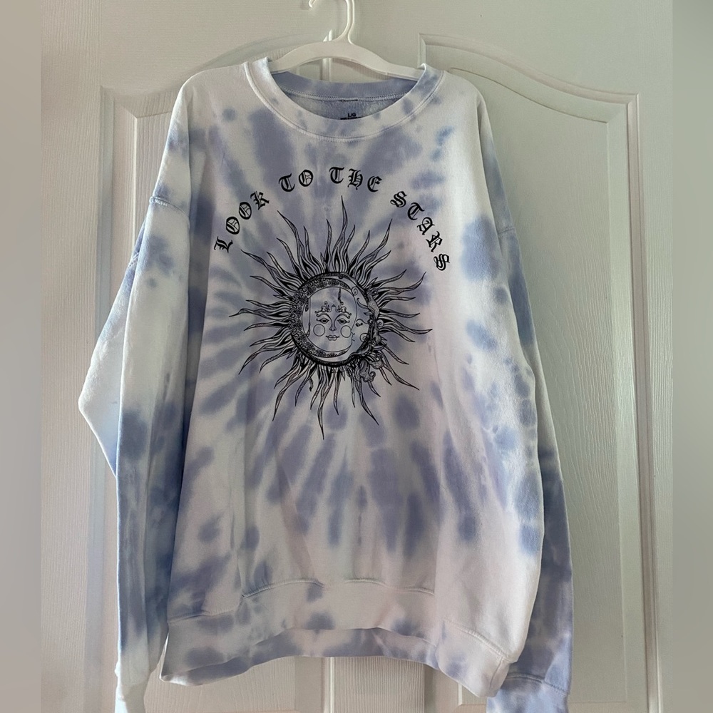 Blue and white tie-dye hoodie
